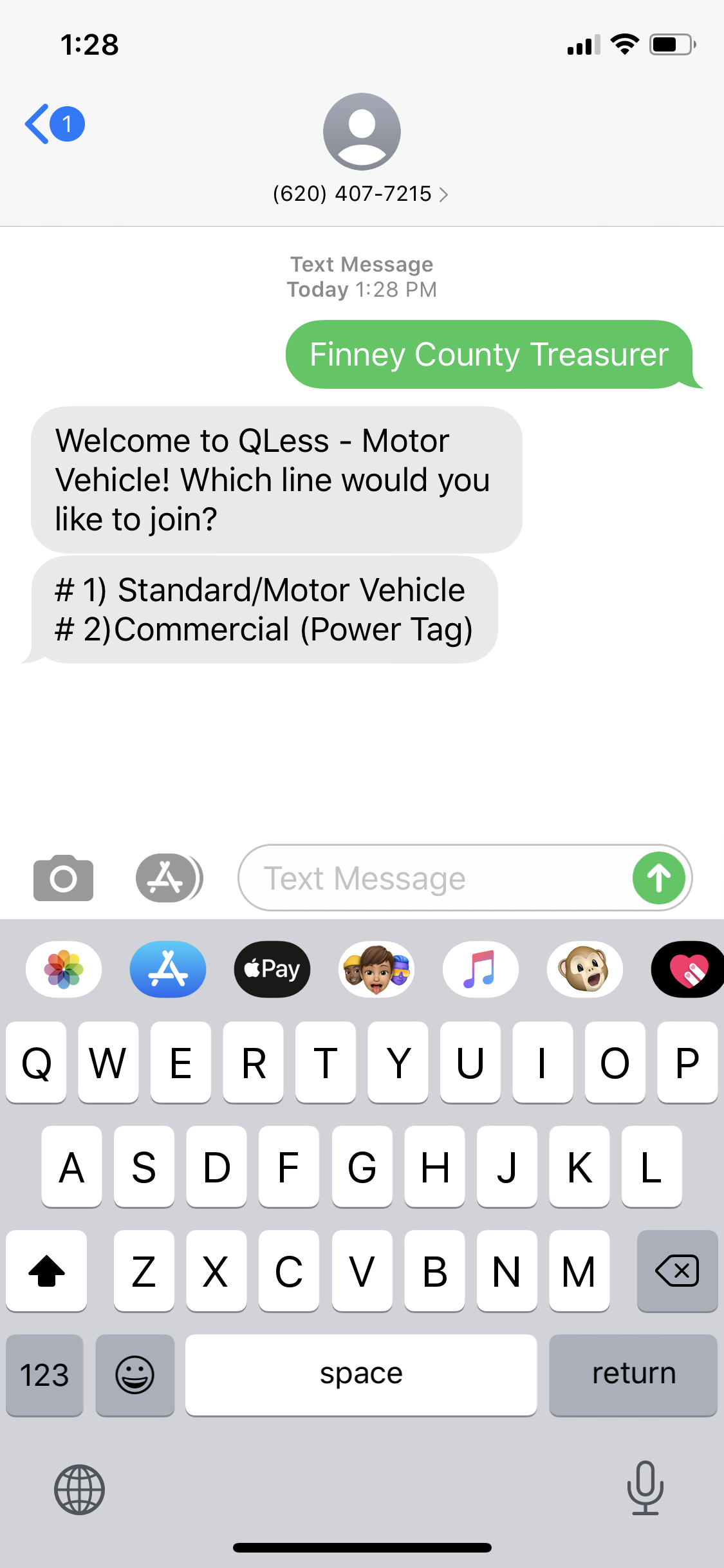 QLESS Text Example 1