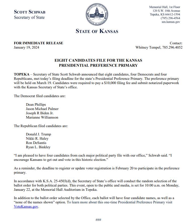 Candidate Press Release - SOS